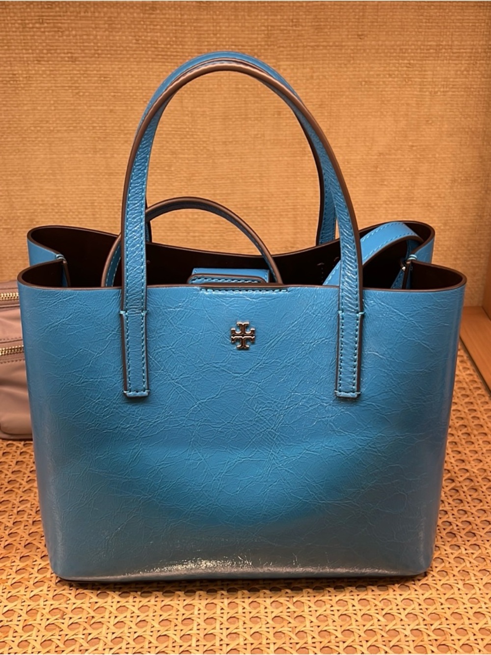 Tory Burch NWT Splash Blue Medium Tote Double Strap Bag
